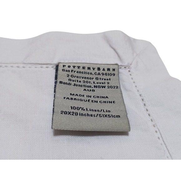 Pottery Barn 100% Linen Napkins White 20x20 Set of 6 Elegant Everyday Classic - Picture 4 of 7